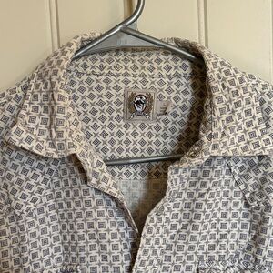 Cinch Men's Geometric Patterned Shirt - Blue and Cream